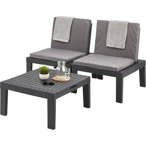 Dmora - Outdoor-Lounge-Set Cervia, Gartenset mit 2 Sitzen mit Rückenlehne und einem Multifunktionsmodul, Sitzecke mit Kissen, 100 % Made in Italy, Weiß, mit verstärkter Verpackung