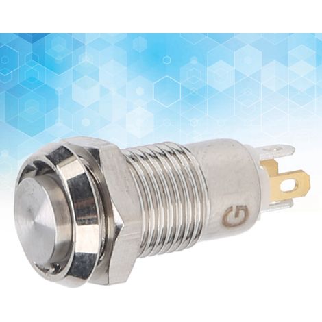 Interrupteur poussoir étanche IP65 acier inoxydable 8mm 3V vert démarrage