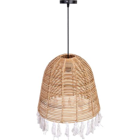 Lámpara techo de ratan y algodón marrón D40x40h cm (1/5)