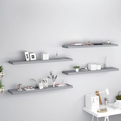 Estantes flotantes pared 4 MDF gris 120x23,5x3,8 cm vidaXL