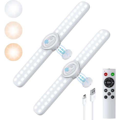 pièces LED tricolore température réglable éclairage d'armoire applique murale veilleuse-détection du corps humain + type de télécommande 2 (1/5)