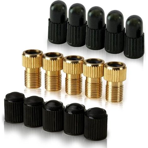 15 adattatori in ottone per valvole Presta, da Presta a Schrader, per biciclette e auto, compatibili con pompe e compressori d'aria standard. (1/5)