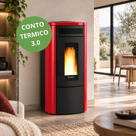 Termostufa a pellet Nordica ventilata Costanza Idro 5.0 bordeaux (1/5)