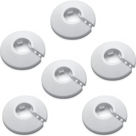 6pcs White Decorative Pipe Covers 1/2" OD 16mm PP Plastic for Wall Pipe Decoration (1/5)