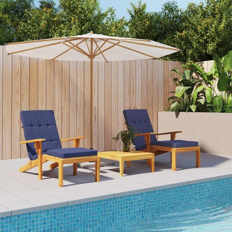vidaXL Coussin d'extérieur 2 pcs Bleu marine 180 x 55 x 7 cm Tissu