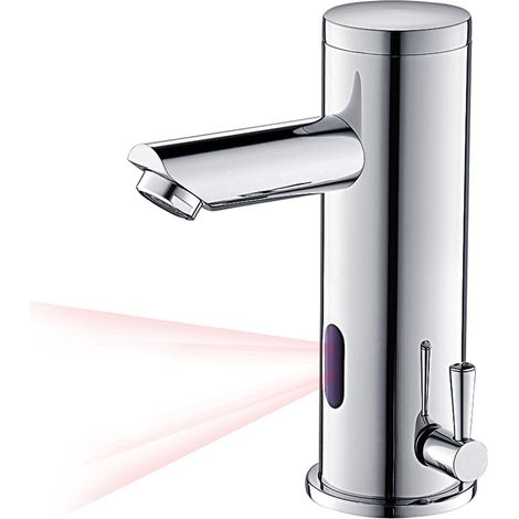 Auralum Rubinetti Lavabo Bagno con Sensore ad Infrarossi, Rubinetto con Sensore Automatico Touchless, per lavello funzionamento a batteria, per Acqua calda e fredda regolabile (1/5)