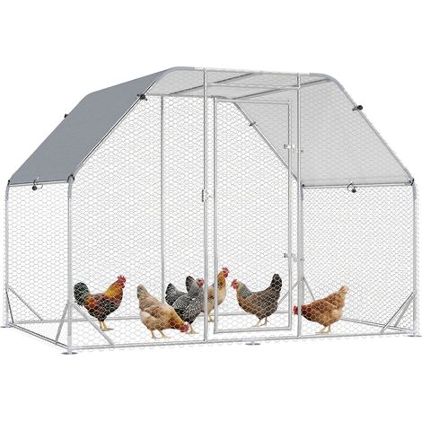 Enclos pour poules avec bache de protection pour 4-6 poules acier 280x190x195 cm