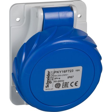 PratiKa - socle de prise industrielle coudée 16 A - 3P+N+T - 200-250 V CA - IP67 (PKY16F725) (1/3)