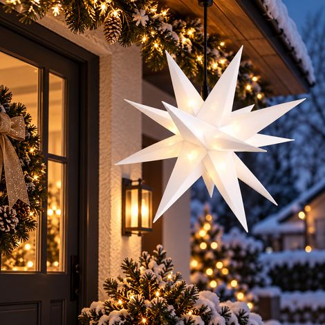 LED Weihnachtsstern weiß Ø 25cm-MLK099W (1/5)