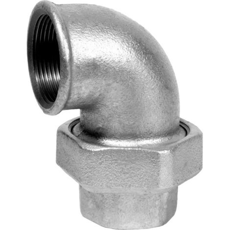 Hermann Schmidt Temperguss Winkelverschraubung DN 15, 1/2" konisch dichtend, Innengewinde, verzinkt