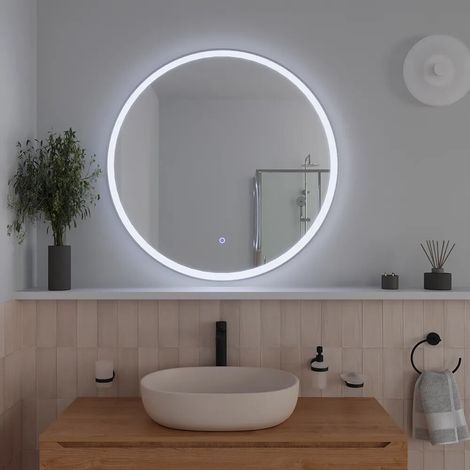 Specchio led tondo 100 cm cornice bianco opaco touch screen luce calda fredda (1/5)