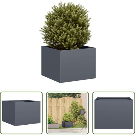 Bac à fleurs - Jardinière anthracite 40x40x30 cm acier (1/5)