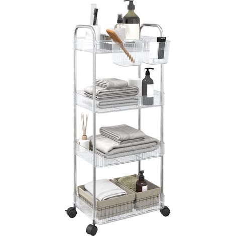 Aufbewahrungswagen 4 Etagen Transparent 37x28x95 cm Acryl