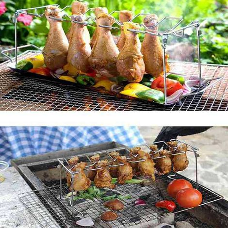 Verfügbare Farben: siehe Foto. Material: Edelstahlgrill für Rind- und Hähnchenschenkel, antihaftbeschichteter Grillrost.