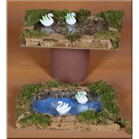 LAGO 20X12CM CON DOPPIO CIGNO ASSORTITO