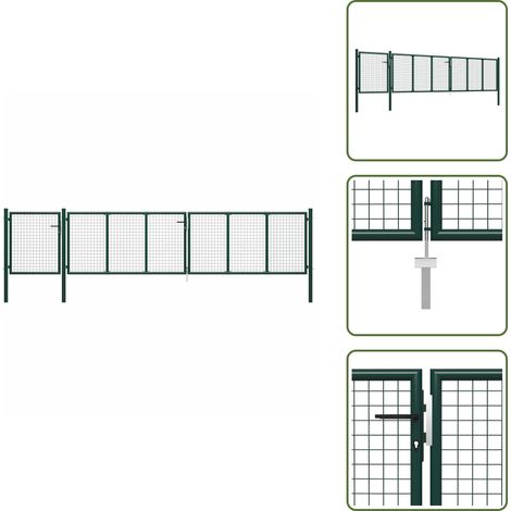 Puerta de jardín verde - vidaXL Puerta de jardín de acero 500 x 100 cm verde - Puerta de seguridad