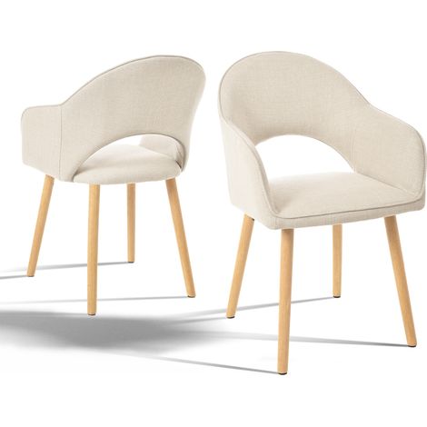 Goeurvant Bequeme Esszimmerstühle mit halbmondförmigem Rückenlehne und ergonomischen Armlehnen, Perfekte Kombination aus Unterstützung und Stil - 2er Set - Beige