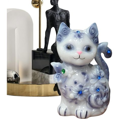 Lampe de table Éclairage LED en résine bleue et blanche Lampe de bureau décorative en forme d'animal Pour chambre à coucher, salon, cuisine, dortoir, bureau, appartement, couloir, entrée, vanité (1/5)