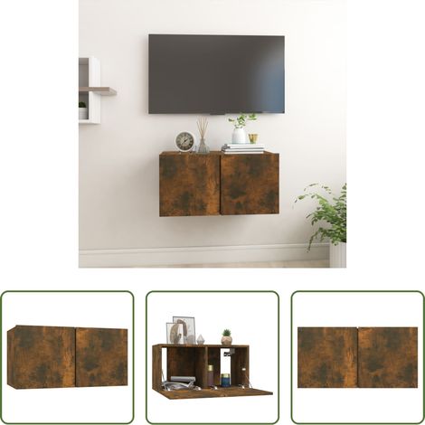 Holzwerkstoff - TV-Wandschrank Räuchereiche 60x30x30 cm Holzwerkstoff (1/5)
