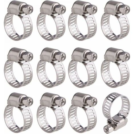 Fascette stringitubo in acciaio inox – Set di 12 pezzi regolabili (9–16 mm), fissaggio robusto e universale