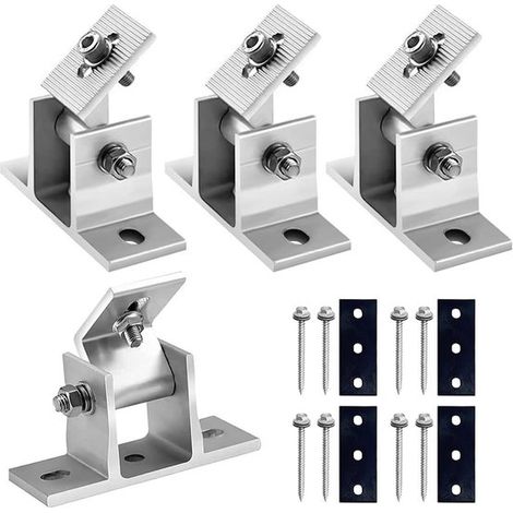 Solarmodulhalterung 4-teilige verstellbare Solarmodulhalterung Aluminiumlegierung freistehende verstellbare Photovoltaik-Solarmodulhalterung für (1/5)