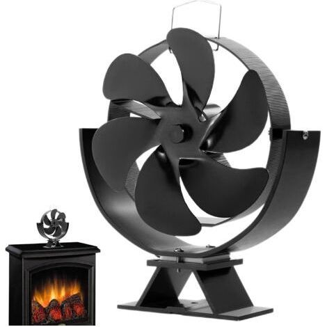 Chengstore Ventilateur pour poêle à Bois - Ventilateur de cheminée à Lames, Moteur Silencieux, Circulation d'air Chaud,Ventilateur de poêle à Circulation de Chaleur Rotatif à 360 degrés pour (1/4)