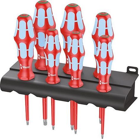 Wera 3167 i/7 Rack VDE Tournevis Torx Taille (tournevis) T 8, T 9, T 10, T 15, T 20, T 25, T 30 DIN EN 60900 1 pc(s) W818642
