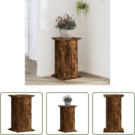 Support pour plantes -  Support pour plantes chêne fumé 33x33x60 cm bois d'ingénierie (1/5)
