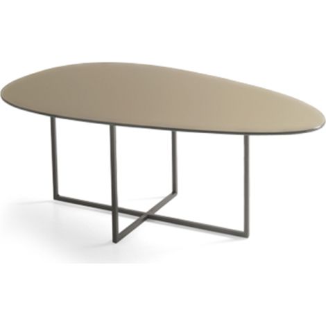Tavolino in metallo con piano in vetro bronzo e base nera GINNI 90 (1/4)