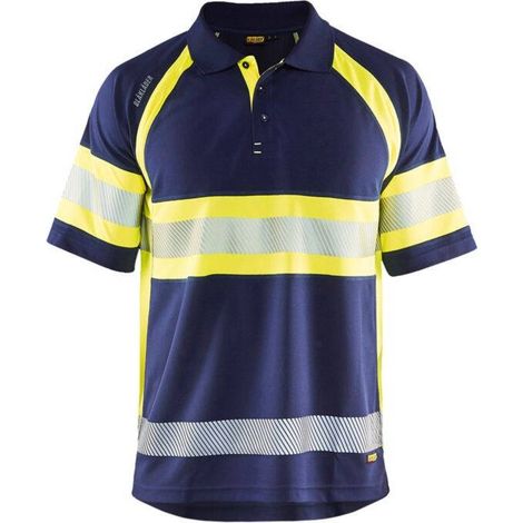 BLAKLÄDER  - Polo alta visibilità blu marino / giallo (1/5)