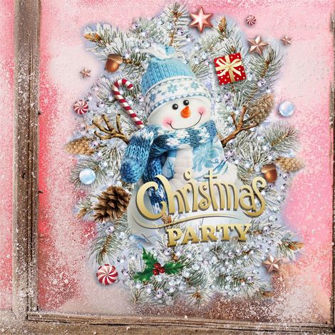 Sticker Mur - Autocollant PVC pour Vitre Fenêtre Miroir Carrelage - Décor Noël Bonhomme De Neige - 1 Pièce (1/5)