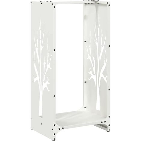 Porte-bûches  Portant de bois chauffage blanc 40x30x80 cm CFW62931 (1/5)