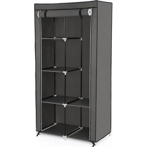 Armadio contenitore in tessuto non tessuto 7 configurazioni modulari 88 x 45 x 170 cm grigio 120003656