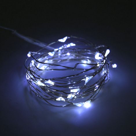 Guirlande lumineuse LED USB en fil de cuivre blanc 10m avec télécommande pour décoration de fête (1/5)