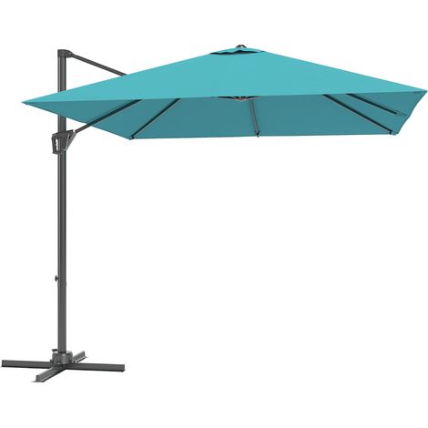 Outsunny Square Cantilever Roma Parasol 360° Rotation w/ Hand Crank Blue