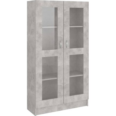 Armoire à vitrine,Meuble de Rangement Gris béton 82,5x30,5x150 cm Aggloméré -40914 (1/5)