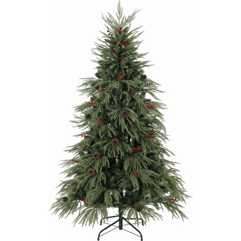 HOMCOM 6ft Predecorated Artificial Christmas Tree, Hinged Xmas Tree, Green (1/5)