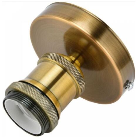 E26 E27 Soporte de lámfür colgante vintage Luz de techo Soporte de Licht de Wand con enchufe de Metall für el Zuhause 100-240 V (pátina dorada) (1/4)