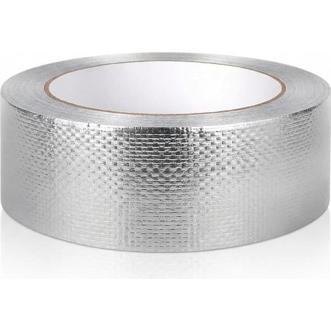 1 bande adhésive en aluminium renforcé au réseau - 50 mm x 25 m x 0,15 mm - Film en aluminium - Pour sceller, réparer et isoler - Argenté (1/5)