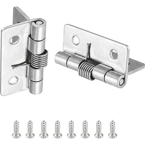 Set of 2 Spring Hinges, 304 Stainless Steel, Self-Opening 5.1 cm, For Cabinet and Concealed Doors (1/5)