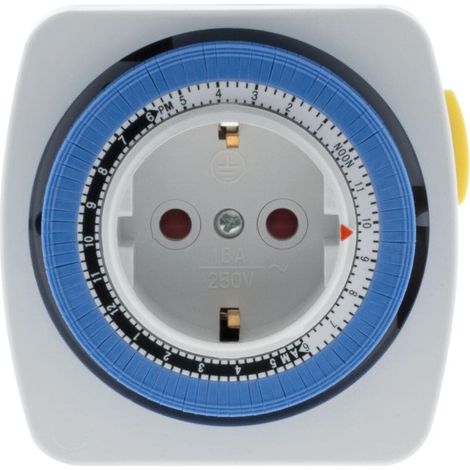 Zenitech – Programmateur mécanique compact – Prise programmable 3680W – Tension 230V – Commutation toutes les 15 minutes – Sécurité enfants