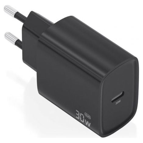 Cargador de Pared GaN Aisens A110-0951/ 1xUSB Tipo-C/ 30W/ Negro