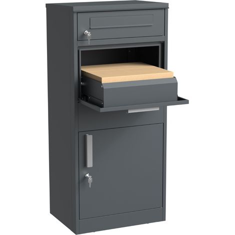 Bc-elec - HXXPB005-2 Cassetta postale con vano per pacchi in acciaio zincato antracite e vano separato per la corrispondenza, 50 x 38 x 112 cm (1/5)