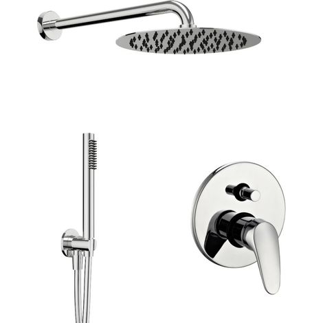 Kit doccia tondo completo di soffione doccetta e miscelatore con deviatore delfino (1/5)