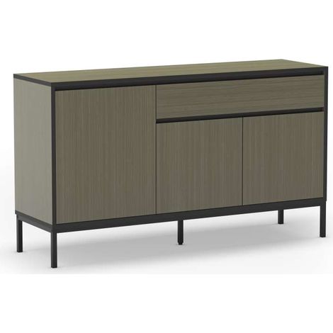 Aparador 3 puertas 1 cajón md-Cris acabado verde y negro, 140cm(ancho) 80cm(alto) 40cm(largo) (1/3)