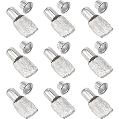 Lot de 100 supports d'étagère, goupilles de support pour plaques d'étagère, accessoires métalliques nickelés pour meubles et tables - 5 mm - AquaForge (1/5)