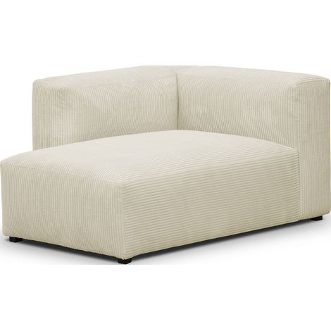 Méridienne d'angle à gauche modulable en velours côtelé beige - Modulo (1/5)