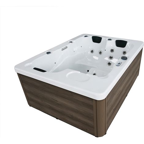Home Deluxe - Vasca idromassaggio esterna MARMO BIANCO - 210 x 160 cm per 3 persone Dotazione: Con gradini e copertura termica (1/5)