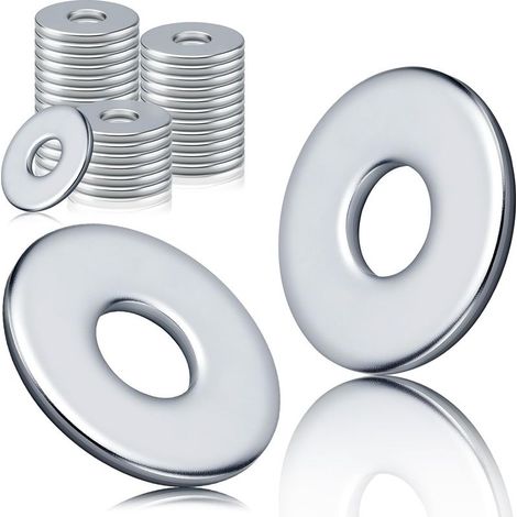 30 Unterlegscheiben – M10-Unterlegscheiben – verzinkter Stahl – Schrauben und Muttern – für Maschinenbau und Heimwerkerbedarf – Silber – M10 x 30 x 2,5 cm (1/5)