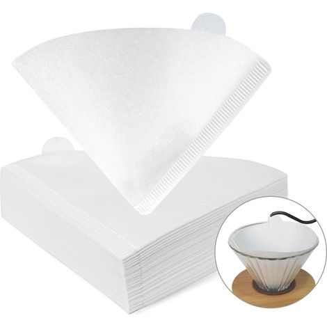 Filtro de café V02, tamaño 02, paquete de 100 unidades, blanco natural, desechable, compatible con cafeteras de filtro.
